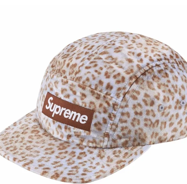 24SS Leopard Velvet Camp Cap Leopard Cap Camping White Velvet 0830